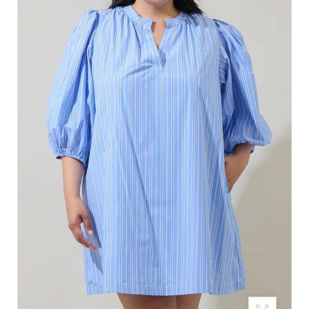 Sugarlips Light Blue Striped Midi Dress